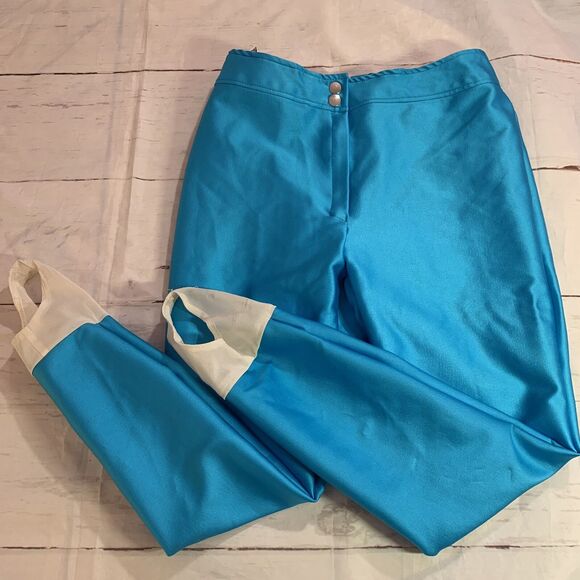 Vintage 80s CB Sports Ladies 12 Stirrup Ski Pants Blue Helanca Norway Retro snow - Picture 5 of 16